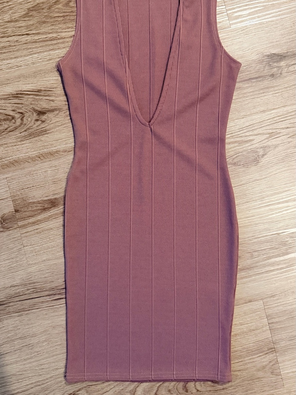 Sleeveless Deep V Ribbed Dress